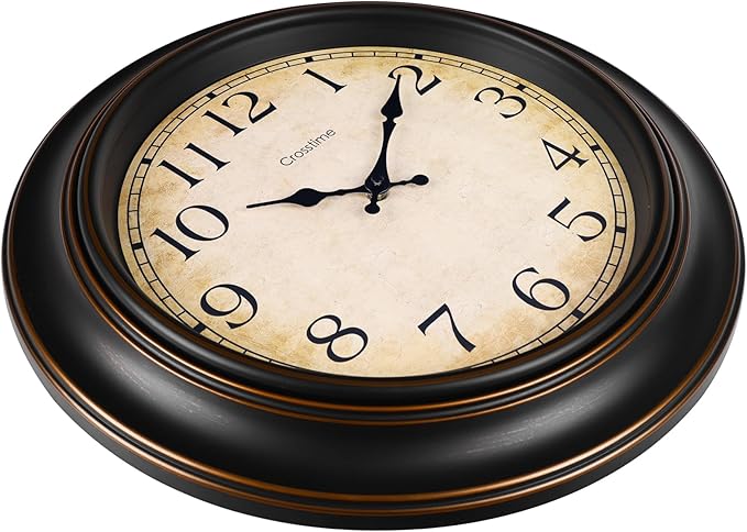 18 Inch Vintage Large Wall Clock for Living Room Decor,Battery Operated Silent Non-Ticking Retro Classic Clocks for Kitchen Fireplace Home Office,House Warming Gifts,Bronze