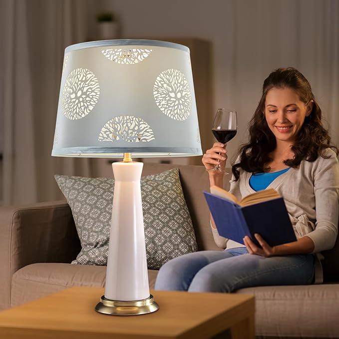 Lamp Shades Set of 2 Replacement, Drum Lampshades, Lampshade 10 Inches Lampshades for Table Lamp, Floor Lamp, Pendant Light, Lamp Shade Harp Holder Included