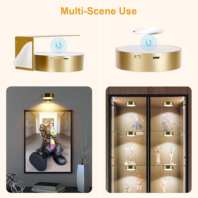 3-Pack Picture Lights for Wall, Rechargeable Battery Operated Led Painting Light with Remote Dimmable ＆ Timer, 3 Lighting Modes Magnetic Art Display Light, Wall Decorative Lighting for Picture,Frame