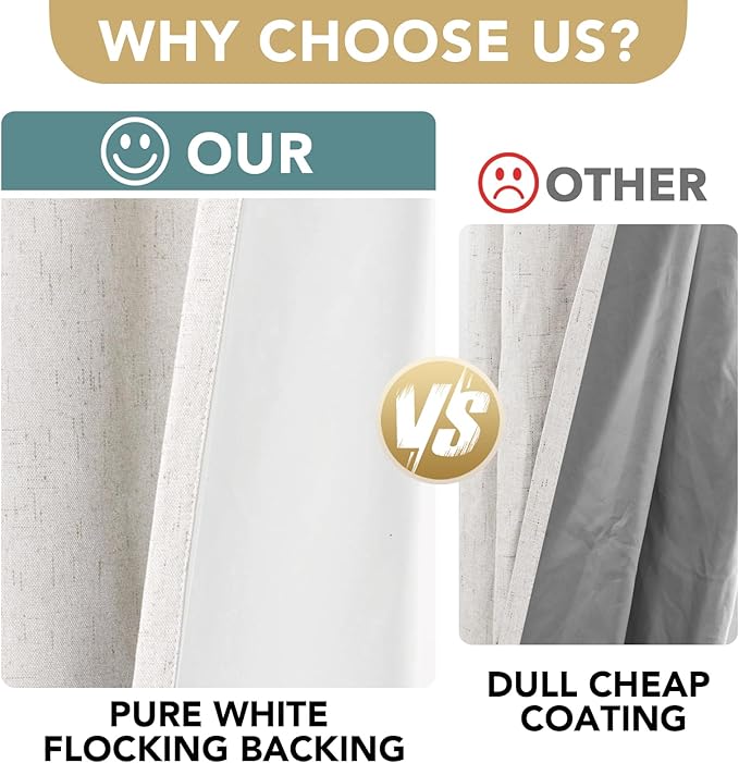 H.VERSAILTEX Blackout Curtains, Durable Thick Textured Look 100% Blackout Patio Door Curtain, Grommet Extra Wide Sliding Door Curtain Panel Long Curtains, W100 x L108 inch- Ivory