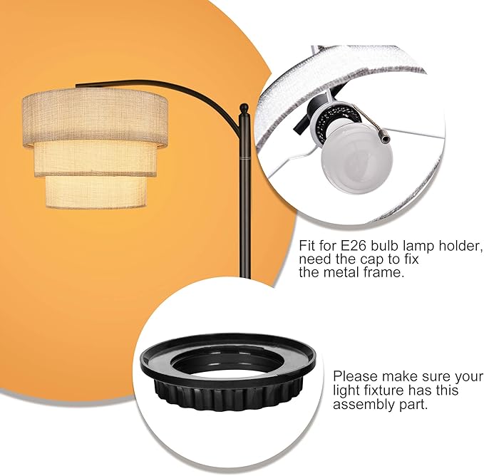 EDISLIVE 3-tier Drum Linen Lamp Shade for Pendant Lamp Floor Lamp Chandelier Replacement Shade Clip on Bulb Classic Round Lampshade Cover Only