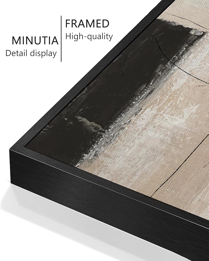 KUVIOKE Abstract Framed Wall Art Minimalist Beige Pastel Watercolor Neutral Wall Decor Modern Black Line Art Painting Home Decor 11x14in (Black Framed)