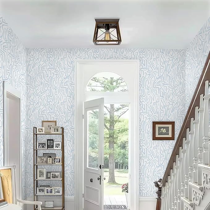 Ismoon 137"x17.3" Blue White Wall Paper Peel and Stick Modern Striped Wallpaper Neutral Stick on Wallpaper Removable Self-Adhesive Contact Paper for Cabinets Waterproof Bathroom Vinyl