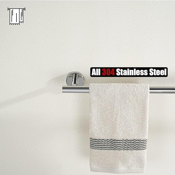 JQK Chrome Bath Towel Bar, 30 Inch 304 Stainless Steel Thicken 0.8mm Towel Rack Bathroom, Towel Holder Polished Finished Wall Mount, Useable Length 27 Inch, TB110L27-CH