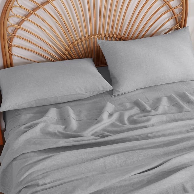 100% French Linen Pillowcase Set of 2, Breathable Envelope Closure Soft Linen Pillow Cover,Soft Luxury Hotel & Home Use, Gift