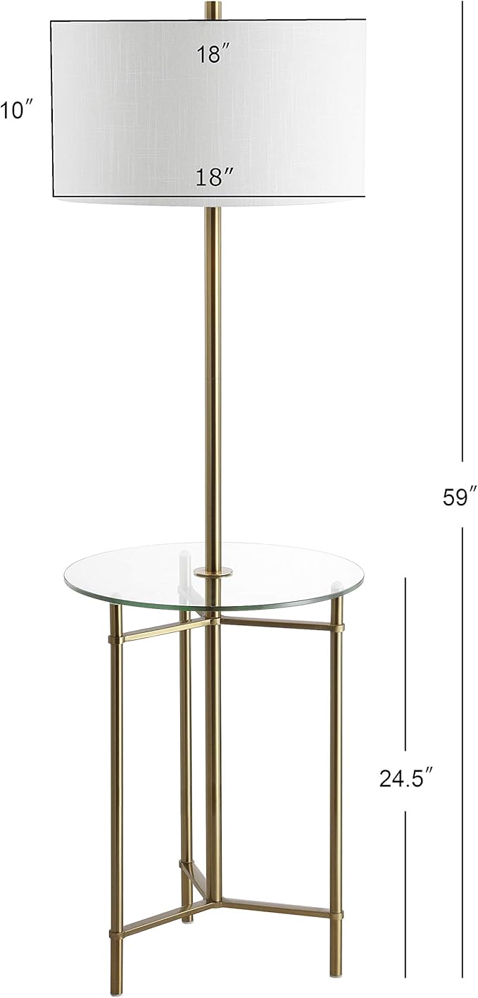 JONATHAN Y JYL3059A Charles 59" Metal/Glass LED Side Table and Floor Lamp Contemporary,Transitional for Bedrooms, Living Room, Office, Reading, Brass