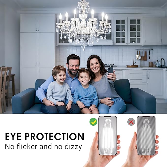 VOLIVO Dimmable E12 LED Candelabra Bulbs 60Watt Equivalent, 5000K Warm White, 500Lumens, 4.5W B11 Vintage Chandelier Light Bulbs, LED Filament Clear Glass Candle Lamp for Ceiling Fan Home, 24Pack