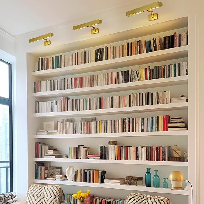 Picture Light, 24" Brass Picture Lights for Wall, Gold Art Lights Hardwired, Dimmable Gallery Light, 3000K Vanity Lights, Picture Frame Light for Bathroom Wall Sconces Artwork Poster Display