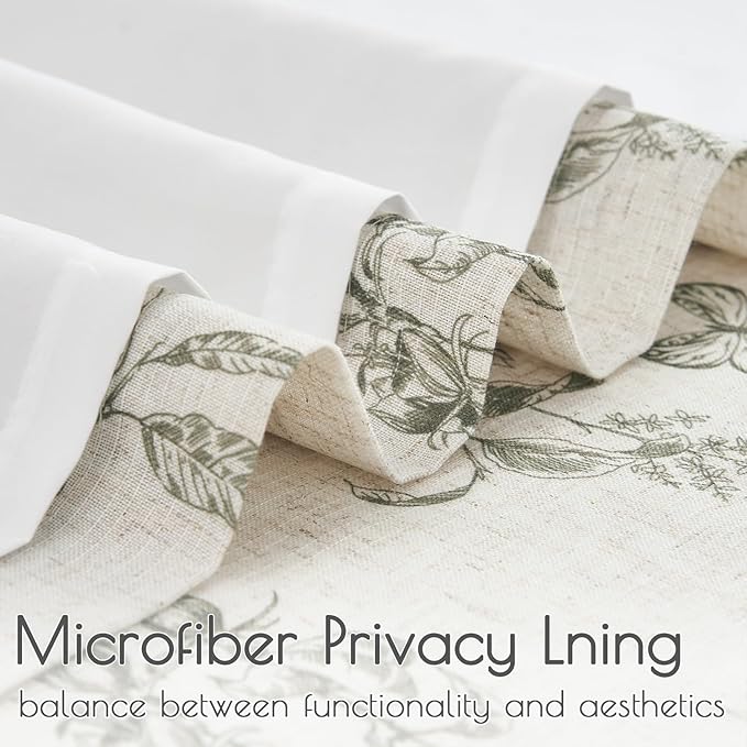 Lazzzy Grey Floral 84 Inch Length Curtains Lined Linen Farmhouse Back Tab Drapes for Living Room Bedroom Light Filtering Vintage Rod Pocket, 2 Panels, Gray on Beige