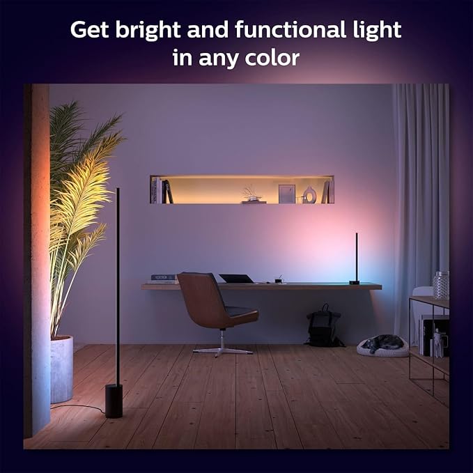 Philips Hue Signe Smart Color Changing Floor Lamp, Black, White and Color Ambiance, Pack of 1, Control with Hue App, LED Floor Lamp Works with Alexa, Google Assistant, and Apple Homekit