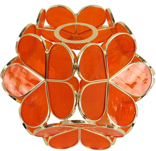 Bieye S10909 Tiffany Style Stained Glass Flower Petal Lampshade (Translucent Orange, 8" Cherry Blossom)