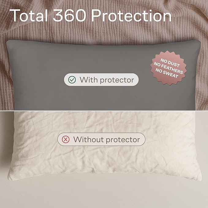 Ultra Soft Pillow Protectors with Zipper King Size - Set of 4 Breathable Pillow Covers - 100% Protection Against Stains, Dust & Dirt - Machine Washable (Gray)