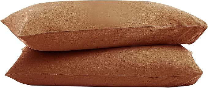100% French Linen Pillowcase Set of 2, Breathable Envelope Closure Soft Linen Pillow Cover,Soft Luxury Hotel & Home Use, Gift