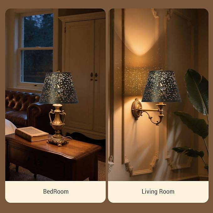 Lampshades for table lamp,metal lamp shade,small lamp shades,lamp shades for floor lamps,lamp cover,vintage lamp shade,6" Top x 10" Bottom x 7.5" High (Spider) & Bedside Lamp-Bronze Gold