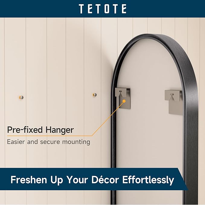 TETOTE 30 x 36 Gold Arched Mirror for Bathroom Brushed Gold Arch Metal Framed Mirrors Wall Mounted, Tempered Glass Shatterproof Decorative Mirror for Modern Home Decor