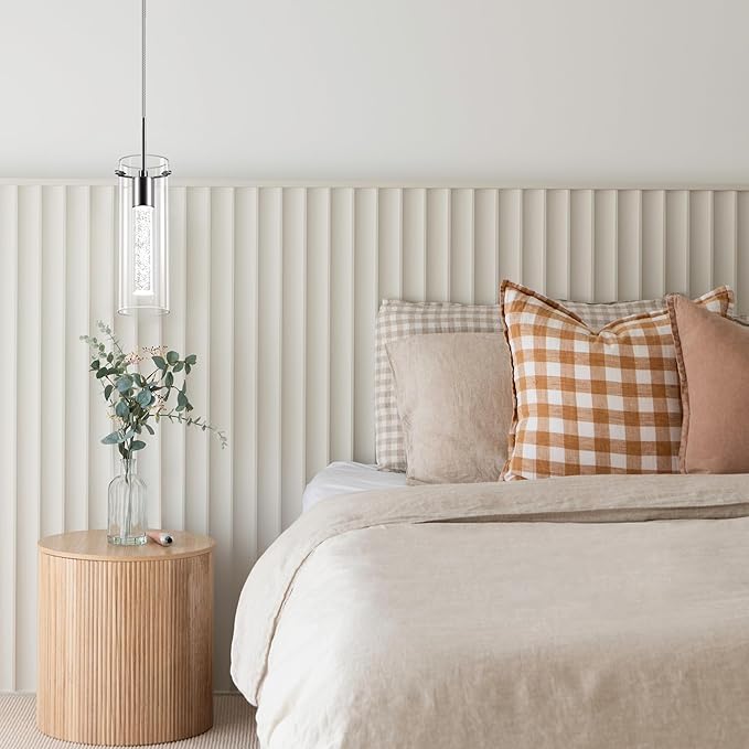 1 Pack Pendant Ceiling Light Fixture, Pendant Lights for Kitchen Island Crystal Pendant Light, 1-Light Integrated Kitchen Hanging Light Fixture Modern Island Light with Bubble Glass