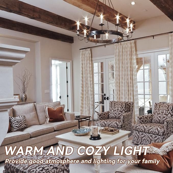 TJOY LED Candelabra Bulbs Dimmable, 60W Equivalent Chandelier Light Bulb, E12 Small Base, 4.5W 4000K Natural Daylight White, B11 Vintage Filament Glass Candle Light for Ceiling Fan Chandeliers, 12Pack