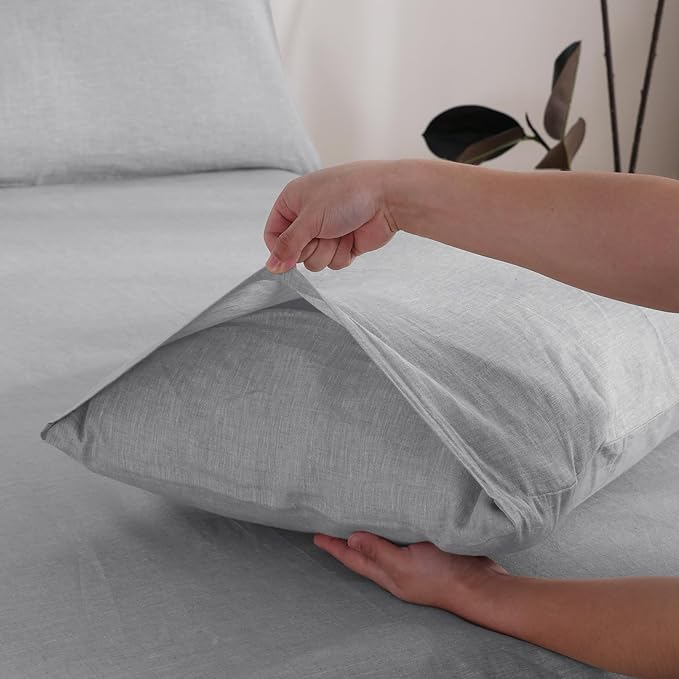 100% French Linen Pillowcase Set of 2, Breathable Envelope Closure Soft Linen Pillow Cover,Soft Luxury Hotel & Home Use, Gift