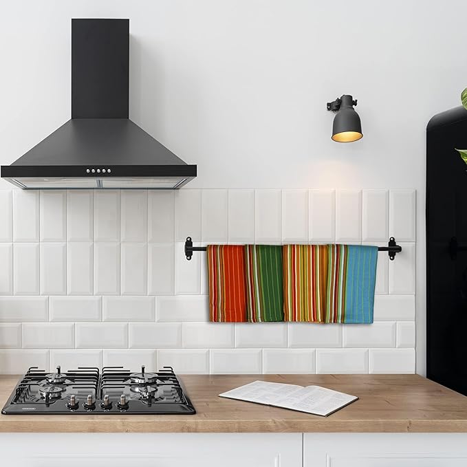 Urban Villa Salsa Stripe Kitchen Towels 100% Cotton Dish Towels for Kitchen Multi Color Highly Absorbent Multi-Purpose Waffle Dish Cloths for Cleaning Soft Hand Bar Towels 20x30 Inches (Set of 4)