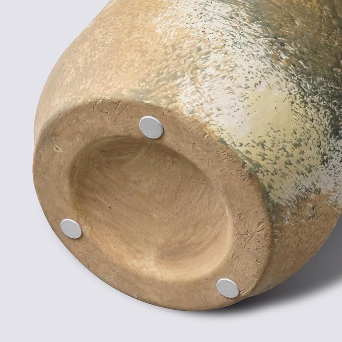 Rustic Ceramic Flower Vase, 9 Inch Terracotta Vase, Farmhouse Decor for Table Living Room Shelf Home Decor Gift Terra