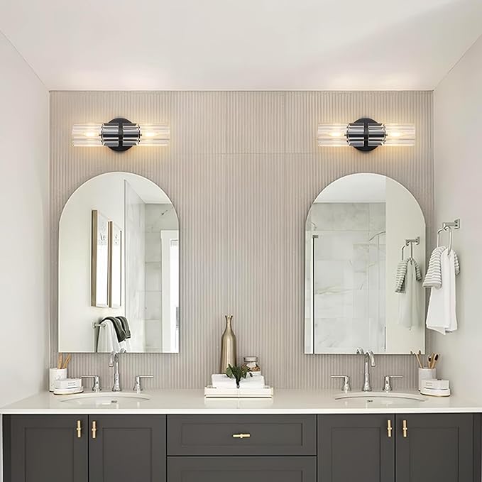 Black Crystal Wall Sconces, 13" Modern Brass Sconces Lighting with K9 Crystal Lampshade,Indoor Wall Sconce Bedroom Wall Light Fixtures for Living Room Bathroom Hallway Stairs Entryway