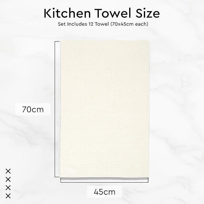 Encasa XO Kitchen Dish Towels Set | Multicolor 4 | Waffle Weave and Flat Hand Tea Towel | 28"x18" | Quick Drying Reusable Cotton Washcloths | Multipurpose Lightweight Dishcloths Set of 12