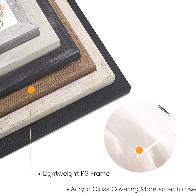 ArtbyHannah Gallery Wall Frame Set,Vintage Multi-color Picture Frames Collage Wall Decor with Neutural Art for Living Room Stariway,8 Pack Assorted Size 8"x10",5"x7",4"x6", Small