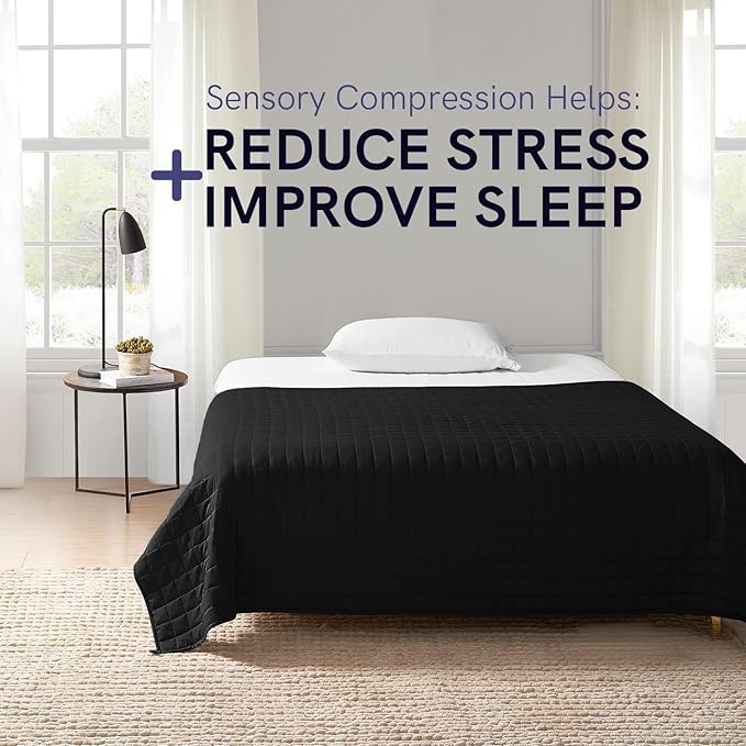 YnM 20lbs Weighted Blanket for Adults, Cotton Heavy Bed Throw Blanket with Cooling Glass Beads for All Season Use, Ideal for One Person of 190lbs (60x80 Inches, Queen Bed, Black)