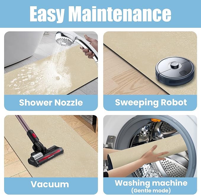 Extra Long Bathroom Rugs Diatomaceous Earth Bath mat Super Absorbent Quick Dry Non Slip Bath Mat Thin Runner Rug Fit Under Door-Shower Rug for in Front of Bathtub Shower, Coffee, 23.6"x66.9"