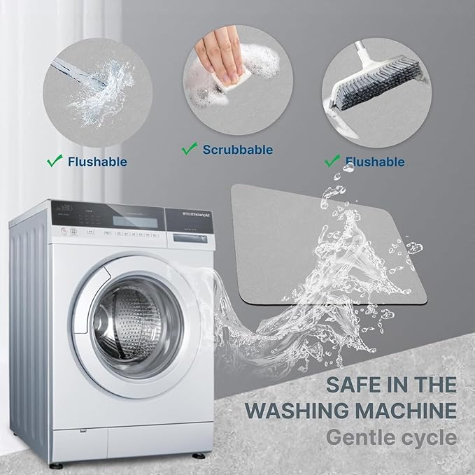 Extra Long Bathroom Rugs Diatomaceous Earth Bath mat Super Absorbent Quick Dry Non Slip Bath Mat Thin Runner Rug Fit Under Door-Shower Rug for in Front of Bathtub Shower, Grey, 23.6"x66.9"