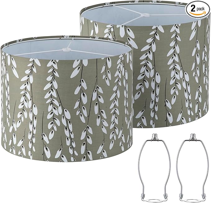 Lamp Shades Set of 2, Drum Lampshades, Lampshade 10 Inches Height, Lampshades for Table Lamp, Floor Lamp, Pendant Light, Lamp Shade Harp Holder Included