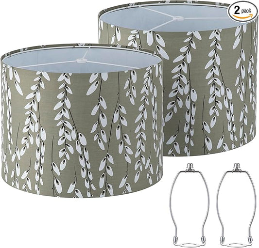 Lamp Shades Set of 2, Drum Lampshades, Lampshade 10 Inches Height, Lampshades for Table Lamp, Floor Lamp, Pendant Light, Lamp Shade Harp Holder Included