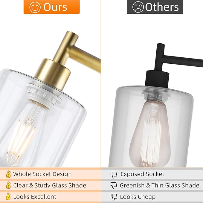 Industrial Floor Lamp with Hanging Glass Shade Brass Gold Farmhouse Indoor Pole Light with Edison E26 Base Vintage Rustic Standing Tall Lighting for Living Room Bedroom Office(ST64 Bulb Included)