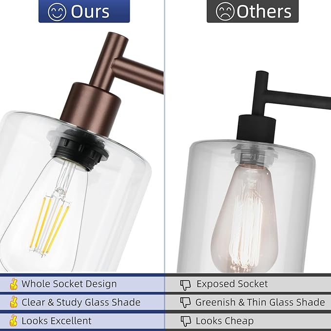 Industrial Floor Lamp with Hanging Glass Shade Oil Rubbed Brown Farmhouse Indoor Pole Light with Edison E26 Base Vintage Rustic Standing Tall Lamp for Living Room Bedroom Office(ST64 Bulb Included)