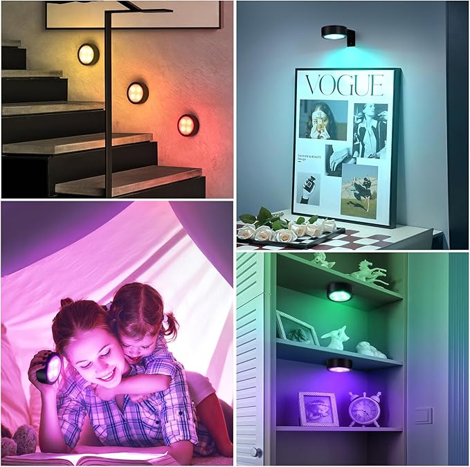 2-Pack Wireless Battery Operated Painting Light with Remote Control,13 Color RGB Magnetic Led Art Display Light for Picture Frame, Dimmable and Timer Painting Light, Wall Decor Black display light