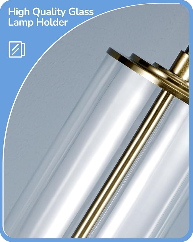 EDISHINE 23.6IN Glass Table Lamp DIY Fillable Base, White Linen Lampshade Table Lamp Set of 2, Tall Bedside Lamp for Living Room Bedrooms Bedside, Rotary Switch, UL Listed