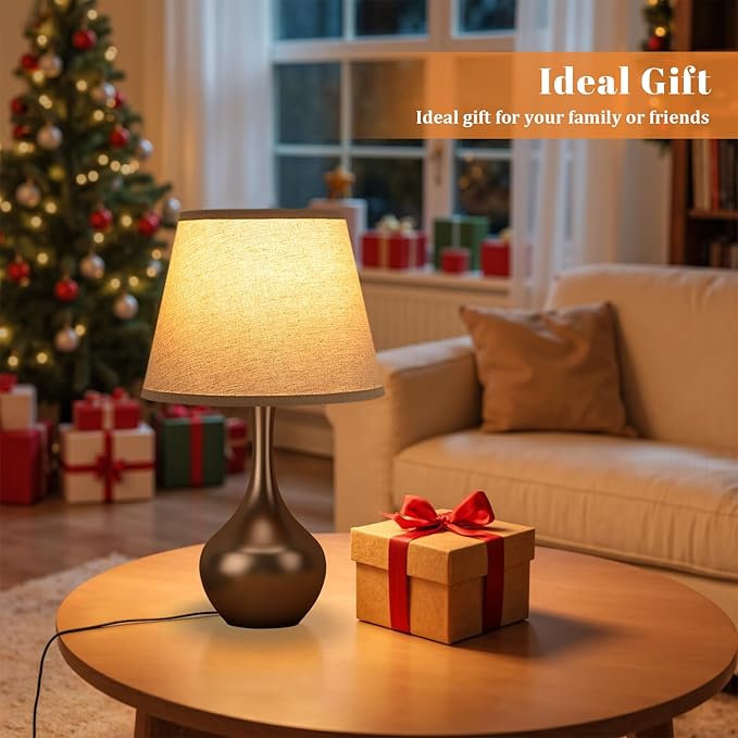 Seealle Touch Table Lamp for Bedroom, 3-Way Dimmable Small Bedside Lamps for Night Stands with Wires, Brown Desk Lamp for Kids Room, Office, Living Room, End Table(LED Bulb Included)