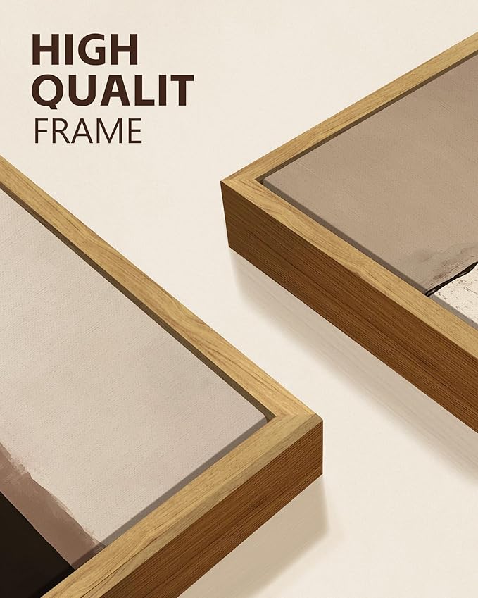 KUVIOKE Abstract Framed Wall Art Minimalist Beige Gray Pastel Watercolor Wall Decor Modern Illustration Neutral Art Painting Home Decor 11x14in (Natural Framed)