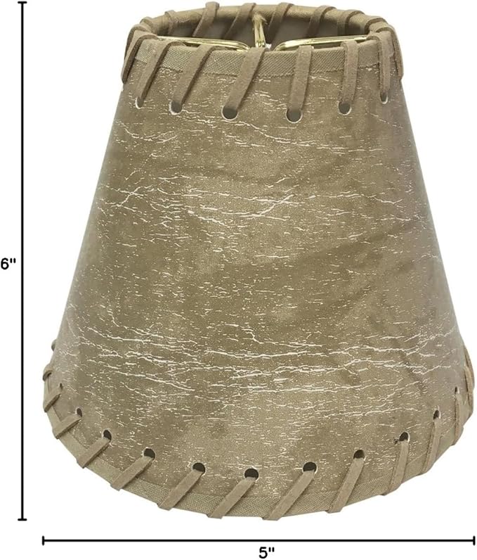 Royal Designs, Inc. CS-972-6 Faux Leather Empire Chandelier Shade with Whipstitch Trim, 3 x 6 x 5, Light Brown