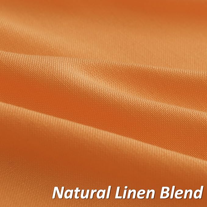 Guken Orange Linen Curtains 96 Inch Length for Living Room Bedroom 2 Panels Set Rod Pocket Light Filtering Semi Sheer Window Curtains 52 Inch Width Boho Farmhouse Linen Drapes, W52xL96