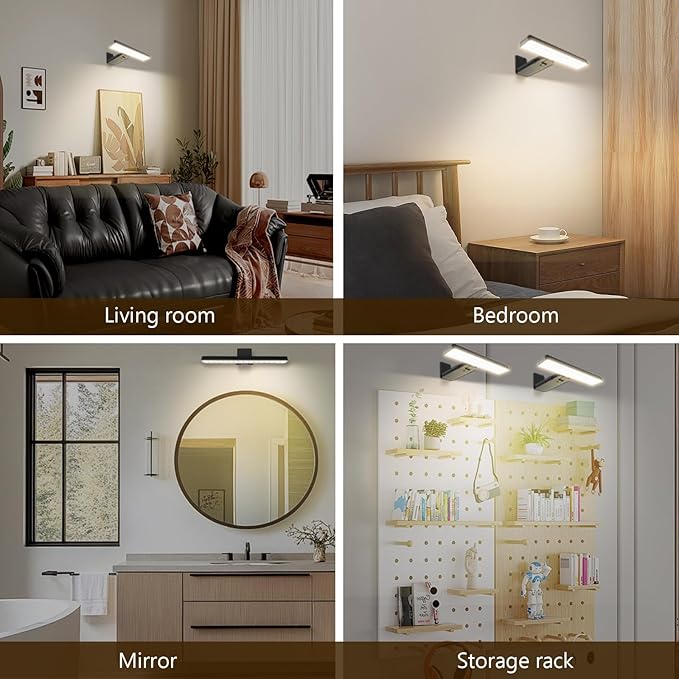 2Pack Picture Light Battery Operated with Remote, LED Painting Light for Art with 3 Lighting Colors & Dimmable, LED Art Display Accent Light on Wall for Pictures Dartboard Photo Frame Portrait