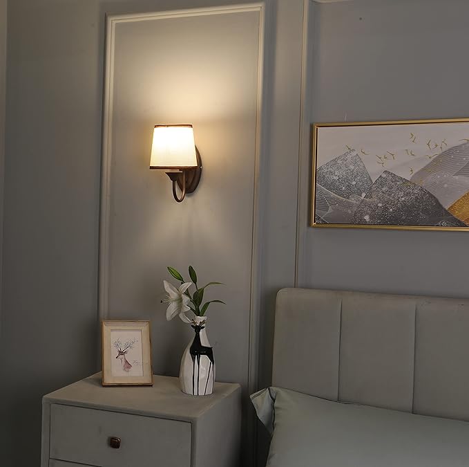 12V LED RV Wall Sconce with On/Off Switch (LED Bulb Included), Decorative Fabric Light Fixture with 1 Bulb, 12Volts Interior Light for RV, Motorhome, Camper, Boat