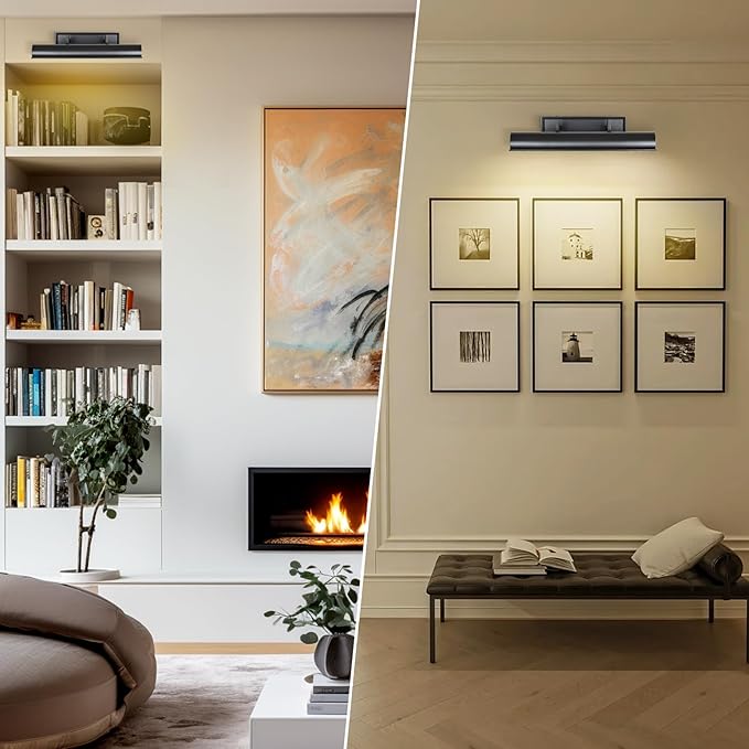 Picture Light 24" Black Picture Lights for Wall 4-Light Bronze Picture Frame Light Dimmable Art Gallery Light Accent Lighting Bathroom Wall Sconce for Artwork Poster Portrait Display