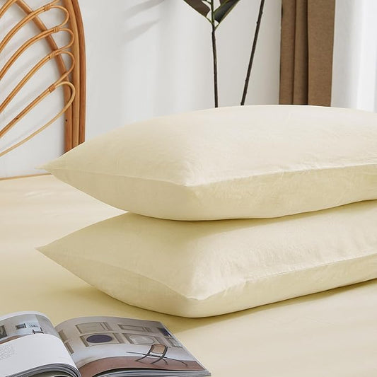 Linen Pillow Case Set of 2, 100% Natural Linen Pillowcase Breathable Soft Envelope Pillow Cover Luxury Hotel Quality Bedding for Home Bedroom