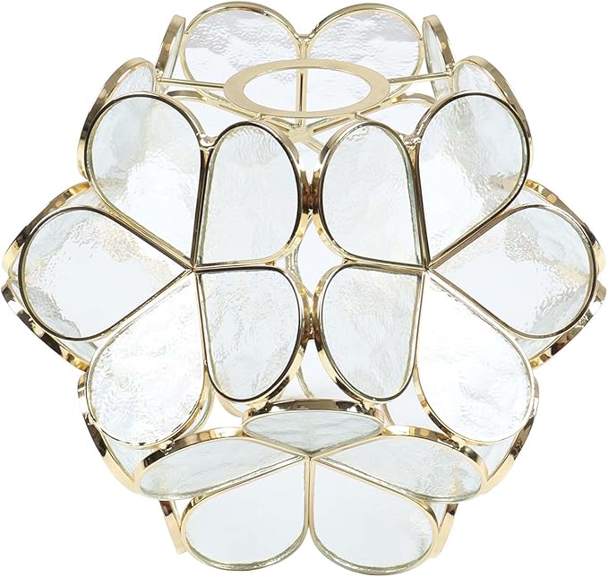 Bieye S10734 Tiffany Style Stained Glass Flower Petal Lampshade (Textured Clear, 8" Cherry Blossom)