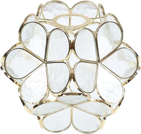 Bieye S10734 Tiffany Style Stained Glass Flower Petal Lampshade (Textured Clear, 8" Cherry Blossom)