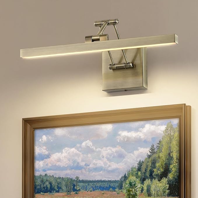 LED Picture Lights for Paintings Dimmable 15.5 Inch Long Hard-Wired Picture Frame Lights Gallery Wall Light with Adjustable Swing Arm Art Display Lamps 7W 3000K Warm White Antique Bronze