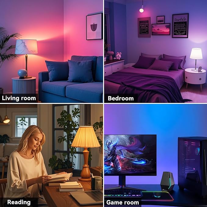 TJOY Smart Alexa Light Bulbs, Bluetooth WiFi Led Bulb Compatible with Alexa &Google Assistant, RGB Color Changing Bulbs, Music Sync, 9W(60W Equivalent), A19 E26 800LM(2.4Ghz WiFi only), 6 Pack