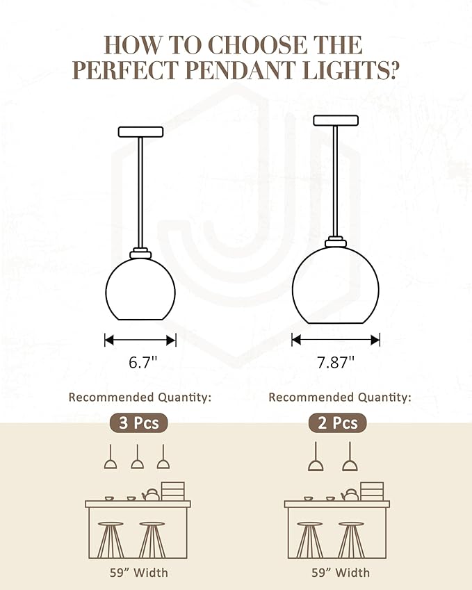 Matte Black Pendant Light, Mid Century Globe Haning Light Fixture Ceiling with Clear Glass for Kitchen Island Dining Room Bedroom Hallway Foyer (2 Pack), PL101BK-2PK