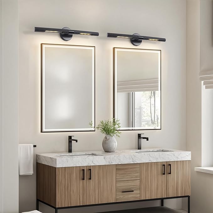 Hardwired Black Picture Light,23.6in Knurled Wall Lights for Pictures,Rotatable 360° Picture Frame Light Modern Gallery Light for Living Room Bathroom Study Room Hallway E12 Bulbs Included